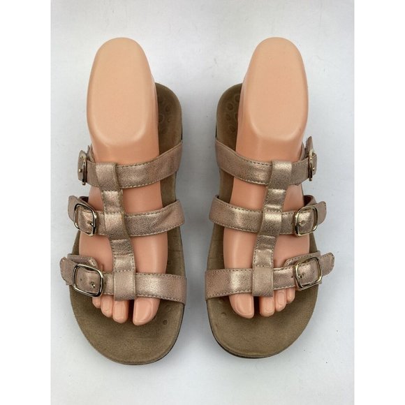 *Vionic Orthaheel Misa Rose Gold Shimmer 3 Strap Adjustable Sandals Womens US 7 - Picture 3 of 8